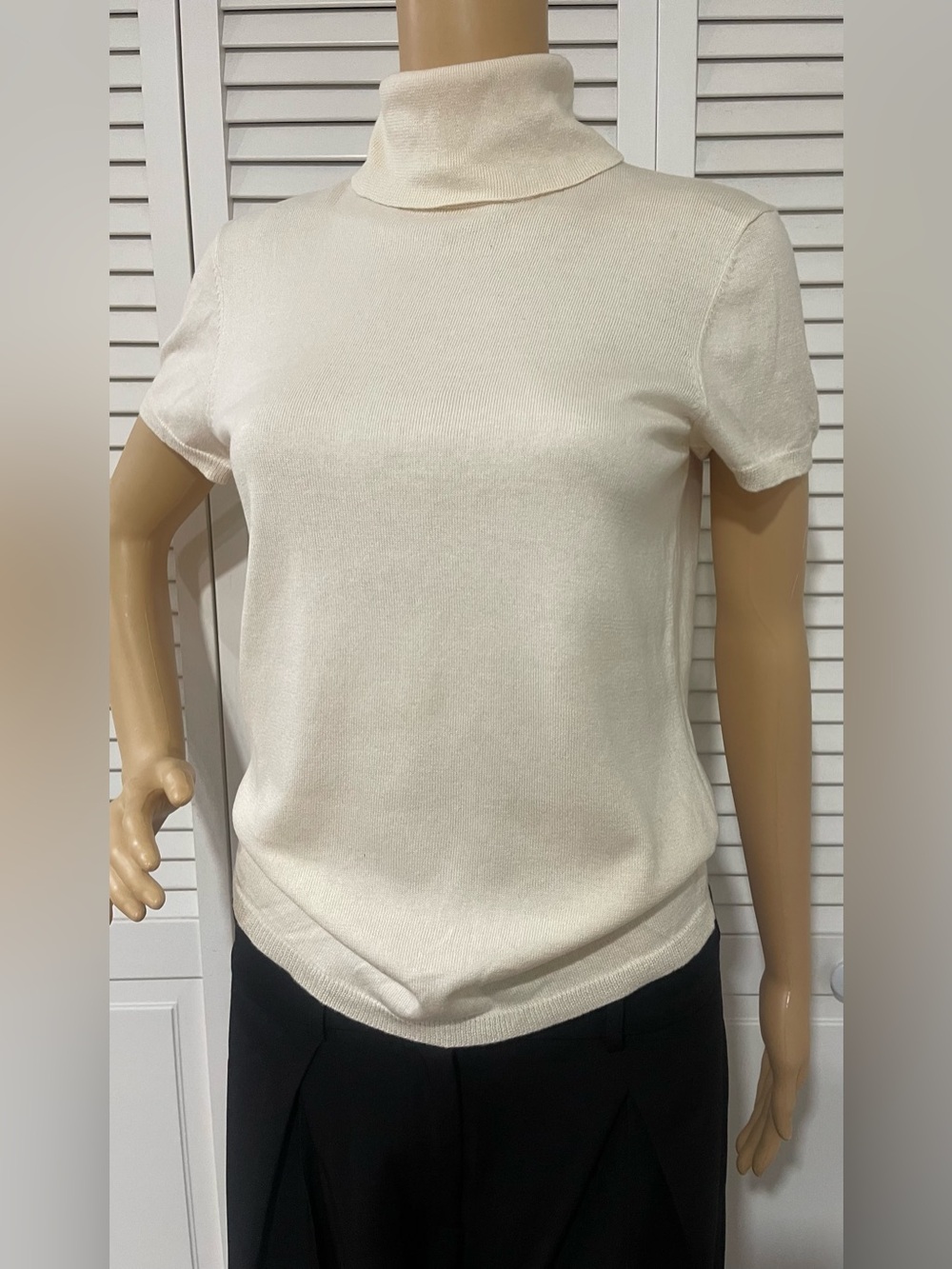 Talbots Cream Short-Sleeve Turtleneck Tee